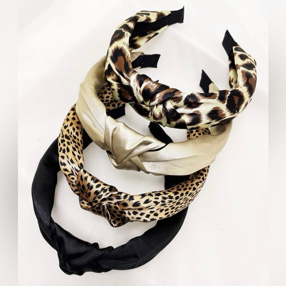 New 4pcs Animal Print Knot Headband Set